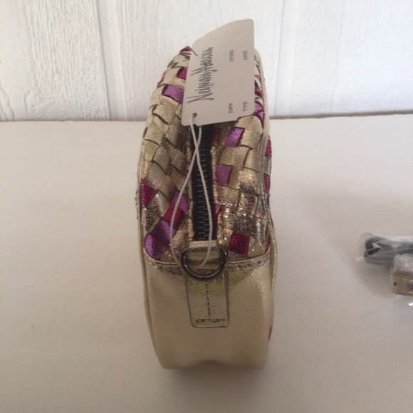 VTG NEIMAN MARCUS GOLD PINK LEATHER WOVEN CROSSBODY CONVERTIBLE CLUTCH B… - Picture 7 of 16
